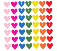 Gadpiparty 100pcs Candy Color Wooden Heart Buttons for DIY Sewing and Craft Projects Easy to Sew Bright Heart Shaped Fasteners for Handmade Clothing and Home Decor Suitable for Beginners and