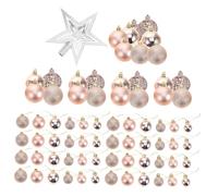 Gadpiparty 100pcs Christmas Ball Ornaments Tree Christmas Balls Ornaments LED Shape Xmas White Indoor Hanging Merry Small Decorate The Large Party Rose Gold Abs