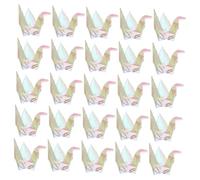 Gadpiparty 100PCS Pearlescent White Origami Paper Cranes Premade Folded Cranes for Outdoor Wedding Party Decorations Garden Shower Favors Portable Traditional Handcrafted