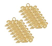 Gadpiparty 100pcs Year Number Charms Pendants for Graduation Tassels DIY Jewelry Making Keychain Bracelets Necklaces Golden Craft Supplies