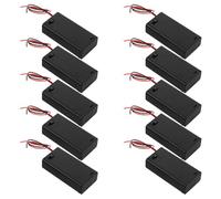 Gadpiparty 10pcs Aa Battery Holder with On/off Control, Cover and Lead Wires, Lightweight Plastic and Alloy Battery Case for Electronics Circuits and School Projects