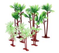 Gadpiparty 10Pcs Artificial Coconut Tree Miniature Plants Set Plastic Mini Palm Trees Aquarium Decoration Small Large Model for Fish Tank Scenery and Craft Displays