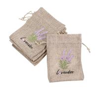 Gadpiparty 10pcs Cotton Drawstring Bags 10x14cm DIY Favor Bags with Embroidered Burlap Design, Keeps Clothes Fresh and Easy Storage, for Wedding Party and Suitcases