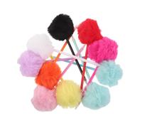 Gadpiparty 10pcs Creative Plush Pen Pompom Ballpoint Pen Novelty Stationery Colorful Pom Pom Novelty Writing Fluffy Ball Decorative Writing Office Stationery Plastic