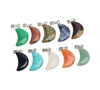 Gadpiparty 10PCS Crescent Moon Shaped Natural Stone Pendants for Jewelry Making Unique Charm Accessories Random Colors for DIY Necklaces Bracelets Earrings and More Random Color