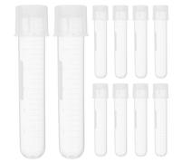 Gadpiparty 10pcs Plastic Test Tube with Cover, Graduated Scale, 12ml, Self Standing Conical Bottom, Two-stage Design, Plastic Lab Tube for Laboratory Experiments