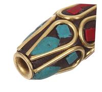 Gadpiparty 10pcs Tibetan Copper Beads Vintage Style Buddhist Loose Beads with Turquoise Inlay for DIY Jewelry Accessories Crafting Bracelets Necklaces Earrings