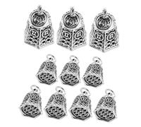 Gadpiparty 10pcs Vintage Alloy Bell Pendant Charms for DIY Jewelry Making Detachable Inspirational Words Necklace Bracelet Accessories Rustic Metal Hanging Bells with Positive Blessings Craft