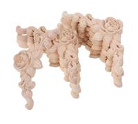 Gadpiparty 10pcs Wood Carved Appliques Onlay Rose Pattern Solid Wood Corner Decorations for Furniture Door Bed Cabinet Unpainted Natural Texture Easy to Install European Style
