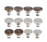 Gadpiparty 12pcs Adjustable Removable Metal Waist Buttons Instant No Sew Jean Button Replacement for Pants Trousers with Durable Expandable Design
