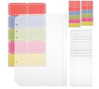 Gadpiparty 12pcs Binder Pouch Binder Zipper Bag A5 Size Pe Material Keeps Things Visible Tidy and Organized Includes Sticky Labels for Travel Meeting Bill and Other Items