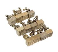 Gadpiparty 12pcs Brass Zodiac Animal Figurines Keychain Pendants Vintage Chinese Year Animals Craft for Home Decor Desktop Ornaments Commemorative Collectible