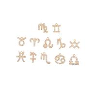 Gadpiparty 12pcs Copper Zodiac Pendant Earrings Hypoallergenic Lightweight Ear Jewelry for DIY Crafting Elegant Gold Tone Astrology Charms for Women and Couples Gift