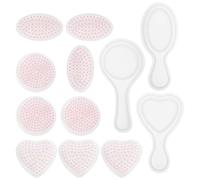 Gadpiparty 12Pcs DIY Silicone Comb Mold Set for Epoxy Casting, Flexible Washable Silicone Resin Molds Round, Oval, and Heart Shapes for Crafting Hair Combs and Jewelry Making