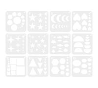 Gadpiparty 12pcs Geometric Shapes Drawing Stencils for Artists Versatile DIY Craft Templates with Flower and Star Patterns Reusable Art Supplies for Painting Classroom and Creative Projects