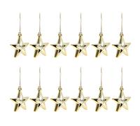 Gadpiparty 12pcs Golden Plastic Star Pendant Christmas Tree Hanging Ornament with Fine Workmanship and Unique Modeling Design, Xmas Party Scene Layout Decor for Office and Café