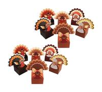 Gadpiparty 12pcs Multicolor Thanksgiving Treat Boxes with Flat Bottom Paper Turkey-shaped Candy Cookie Snack Packaging for Holiday Parties Fall Harvest Favor Cardboard Containers