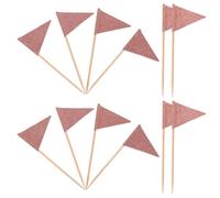 Gadpiparty 12pcs Rose Gold Triangle Cupcake Flags Toothpicks for Cake Decorations Elegant Dessert Picks for Birthday Wedding Holiday Parties Stylish Food Display Toppers for Sandwiches and