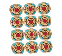 Gadpiparty 12PCS Tibetan Brass Buddhist Beads with Large Hole for DIY Jewelry Making Nepalese Ethnic Spacer Charms for Bracelets Necklaces and Keychain Crafts Vintage Style Accessories