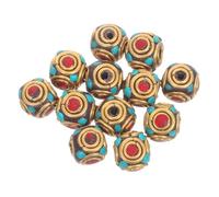 Gadpiparty 12PCS Tibetan Style Large Hole Brass Spacer Beads for Buddhist Jewelry Making Nepalese Craft Supplies for Bracelets Necklaces Earrings Keychain Accessories