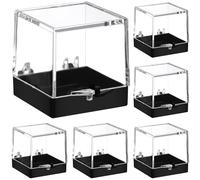 Gadpiparty 12pcs Transparent Plastic Mineral Specimen Storage Boxes Square Display Cases for Collectibles Easy to Clean and Store Durable Specimen Container for Gemstones Crystals and More