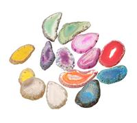 Gadpiparty 14pcs Natural Agate Slices Drilled Agate Pieces for DIY Jewelry Making Handicraft Decor for Necklaces and Home Ornaments Random Yellow Purple Red Blue Green Grey