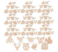 Gadpiparty 150pcs Unfinished Animal Wood Slices DIY Craft Cutouts Mixed Styles Smooth Edges Wooden Shapes for Painting and Home Decoration