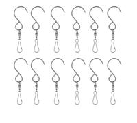 Gadpiparty 16pc Stainless Steel S-Shaped Swivel Hooks with Self-Rotating Bearing for Hanging Retail Products and Display Flags, Dual Use No Rust Sturdy Hooks for Wind Chimes and Hanging