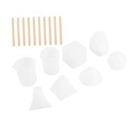 Gadpiparty 18pcs DIY Resin Jewelry Silicone Molds with Sphere Cube Diamond Pyramid Stone Shapes Flexible Clear Silicone Casting Molds for Epoxy Resin Art Projects Includes Measuring Cup and