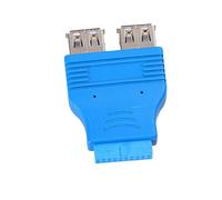 Gadpiparty 1Pc Blue Pin Motherboard Header Female to Dual USB Type A Female Adapter Connector High Speed Data Transfer for Motherboard Connections