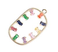 Gadpiparty 1Pc Colorful Zircon Oval Shape Pendant Necklace DIY Jewelry Accessories for Personalization Durable and Safe for Crafting Necklaces Earrings and More