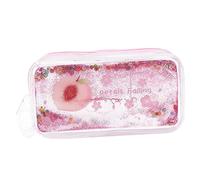 Gadpiparty 1PC Shiny Pen Bag with Peach Pattern Portable Quicksand Pencil Case Stylish Cosmetic Bag for School Travel Makeup Storage Lightweight Zippered Design