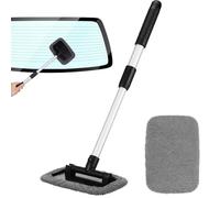 Gadpiparty 1set Aluminum Alloy Extendable Windshield Brush Car Window Cleaner with Reusable Microfiber Pads for Interior Exterior Glass Surfaces