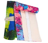 Gadpiparty 2 Pcs Canvas Pencil Roll-up Cases with Elastic Slots Maple Leaf Print Cotton Material Secure Storage for Colored Pencils Fine Liners Gel Pens for Students Drawing Sketching and