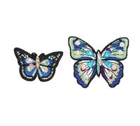 Gadpiparty 2 Pcs DIY Butterflies Embroidery Patches Large Medium Applique for Clothing Bags Crafts Unique Blue Design Easy to Sew Recyclable Fashion Decor
