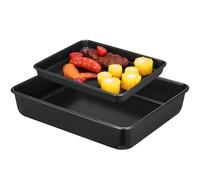 Gadpiparty 2 Pcs Stainless Steel Baking Trays Non-Stick Toaster Oven Trays with Fine Craftsmanship Black Oven Roasting Pans for Baking and Cooking