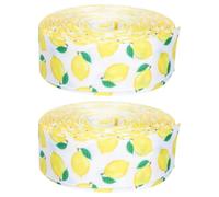 Gadpiparty 2 Rolls Lemon Wreaths Ribbon with Wired Edge, Polyester Craft Decorative Ribbon for Party Atmosphere, High Elasticity and Resist Fading, for Wreath Making and Summer DIY Crafts