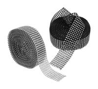 Gadpiparty 2 Rolls Silver Mesh Rhinestone Ribbon with 8 Rows Self-Adhesive Backing, Resin Material for Easy to Apply Decorative Touch on Delicate Decorations and Crafts