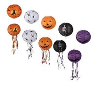 Gadpiparty 20 Pcs Halloween Paper Lanterns with Spider Witch Skeleton Pumpkin Bat Designs Creepy Decorations for Party Festive Atmosphere Wire Frame