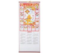 Gadpiparty 2024 Chinese Year of The Dragon Wall Calendar Hanging Scroll Traditional Zodiac Planner Monthly Organizer for Home Office Decoration