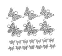 Gadpiparty 20pcs Alloy Rhinestone Butterfly Charms with Connector Pendants for DIY Jewelry Making Crafting Bracelet Necklace Earring Accessories