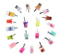 Gadpiparty 20pcs Mini Milk Tea Resin Ornaments Simulation Miniature Drink Props for DIY House Layout Vivid Bubble Tea Charms Resin Material for Food and Dollhouse Decor
