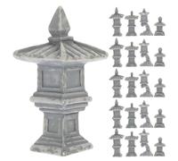 Gadpiparty 20pcs Mini Resin Stone Pagoda Statue Set for Garden and Fish Tank Decor, Includes Curved Base, Small, Pointed, and Dome Lanterns, Simulation Building Ornaments for Underwater