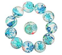 Gadpiparty 20Pcs Mixed Color 10Mm Glass Patch Marine Fish Pattern DIY Jewelry Accessories Gemstone Glass Snaps for Aquarium Décor and Crafting