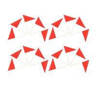 Gadpiparty 20pcs Red Triangle Marking Flags for Survey Applications Compact Design and Rapid Installation, Bamboo and Polyester Material, for Site Survey Deployment and Construction Zone