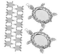 Gadpiparty 20pcs Retro Turtle Pendant Mountings Vintage Alloy Tray Charms for Jewelry Making DIY Necklace Earring Bracelet Bases Ocean Animal Shape Gems Craft Supplies