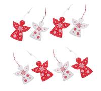 Gadpiparty 20pcs Xmas Angel Pendant Wooden Hanging Ornaments for Christmas Tree Decoration Red White DIY Scene Xmas Tree Pendants Traditional Holiday Hanging Baubles for Home and Party Use