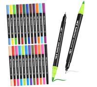 Gadpiparty 24 Pcs Dual Tip Watercolor Brush Pens with Soft and Fine Tips Vibrant Water Based Ink Extensive Multi Color Palette for Adults for Drawing Calligraphy and Creative Art Projects