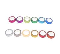 Gadpiparty 24 Rolls Rainbow Glitter Washi Tape Self Adhesive Decorative Paper Tape for DIY Scrapbook Planner Photo Album Party Decoration Easy to Cut and Paste Colors