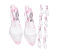 Gadpiparty 24pcs Acrylic Mini High Heel Shoe Ornaments Pink DIY Party Decorations Sturdy Transparent Charms for Shower Christmas Tree Hanging Slippers Decor